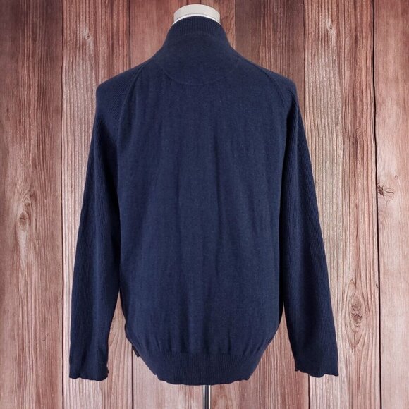 Woolrich Mens Size Large Navy Blue Wool Blend Full Zip Stretch Ribbed Sweater - Picture 4 of 14